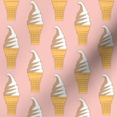 swirl ice cream cone on vintage pink