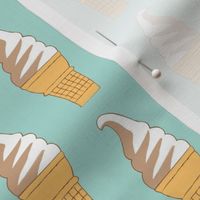 swirl ice cream cone on vintage teal