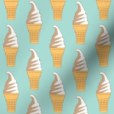 swirl ice cream cone on vintage teal