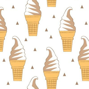 swirl ice cream cones and triangles on white