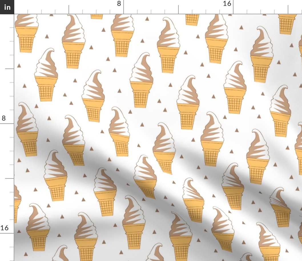 swirl ice cream cones and triangles on white