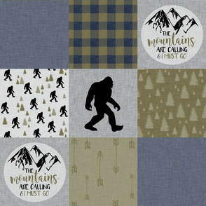 Big Foot//The Mountains are calling//Blue - Wholecloth Cheater Quilt