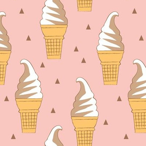 swirl ice cream cones and triangles on vintage pink