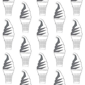 swirl ice cream cones charcoal on white