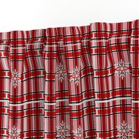 Snowflake Tartan Red & White 