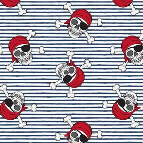 pirates - skull and cross bone - blue stripes - LAD19