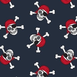 pirates - skull and cross bone - dark blue - LAD19