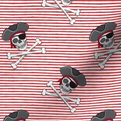 pirates - skull and cross bone - red stripes - LAD19