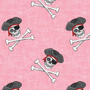 pirates - skull and cross bone - pink - LAD19