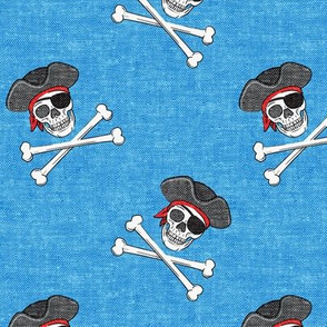 pirates - skull and cross bone - blue - LAD19