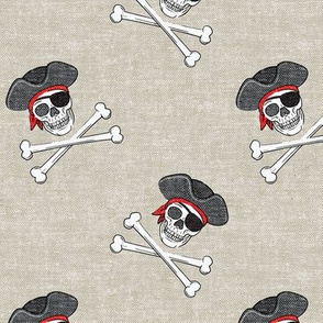 pirates - skull and cross bone - beige - LAD19