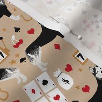 husky casino fabric - casino fabric, dogs  gambling, dog fabric, husky fabric, casino fabric, vegas fabric -  brown