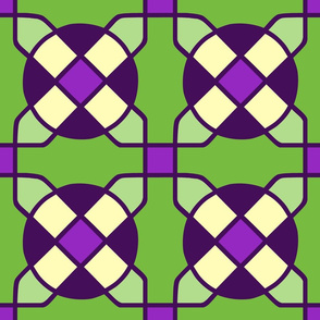 Circled Cross Tile PurpleGreenYellow3