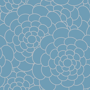 Abstract Floral in Beige and Seafoam Blue