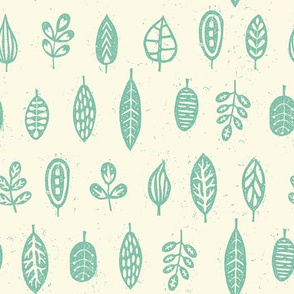 Leaf collection - teal on white