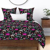 XL Tools for Girls (black) pink green coral mint, Kids Room Bedding, LARGER scale