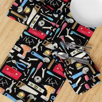 XL Tools (black) red orange blue, Kids Room Bedding, LARGER scale