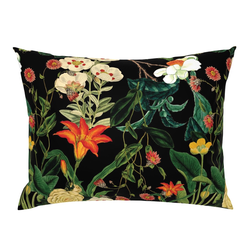  Botanical Vintage  Moody Flower Garden black