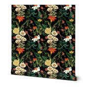  Botanical Vintage  Moody Flower Garden black