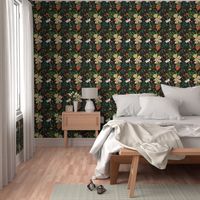  Botanical Vintage  Moody Flower Garden black