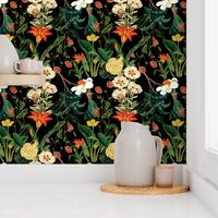  Botanical Vintage  Moody Flower Garden black