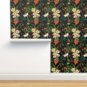  Botanical Vintage  Moody Flower Garden black