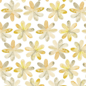 Painted Watercolor Flowers – Mustard Gold Yellow, Large