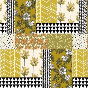 Patchwork- golden floral