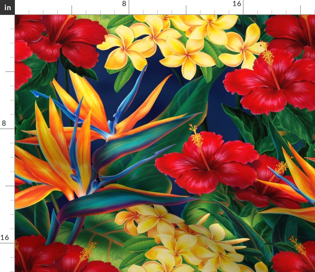 Tropical Paradise Hawaiian Floral- Large Size