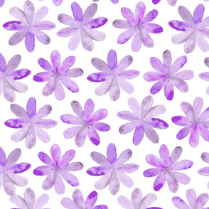 Painted Watercolor Flowers – Violet Purple Lavender, Large