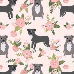 pitbull floral dog fabric, dog fabric, floral fabric, dog florals, dog fabric, pitbull florals fabric, - peach