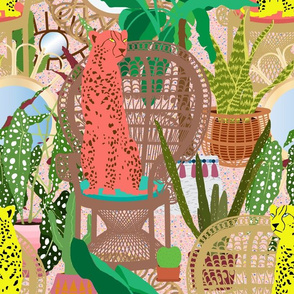 Rattan Chairs + Cheetah Botanical in Pink Terrazzo