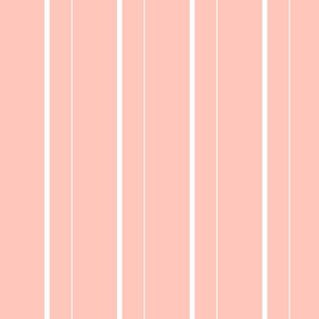 Coral/Peach Blush + White Stripes