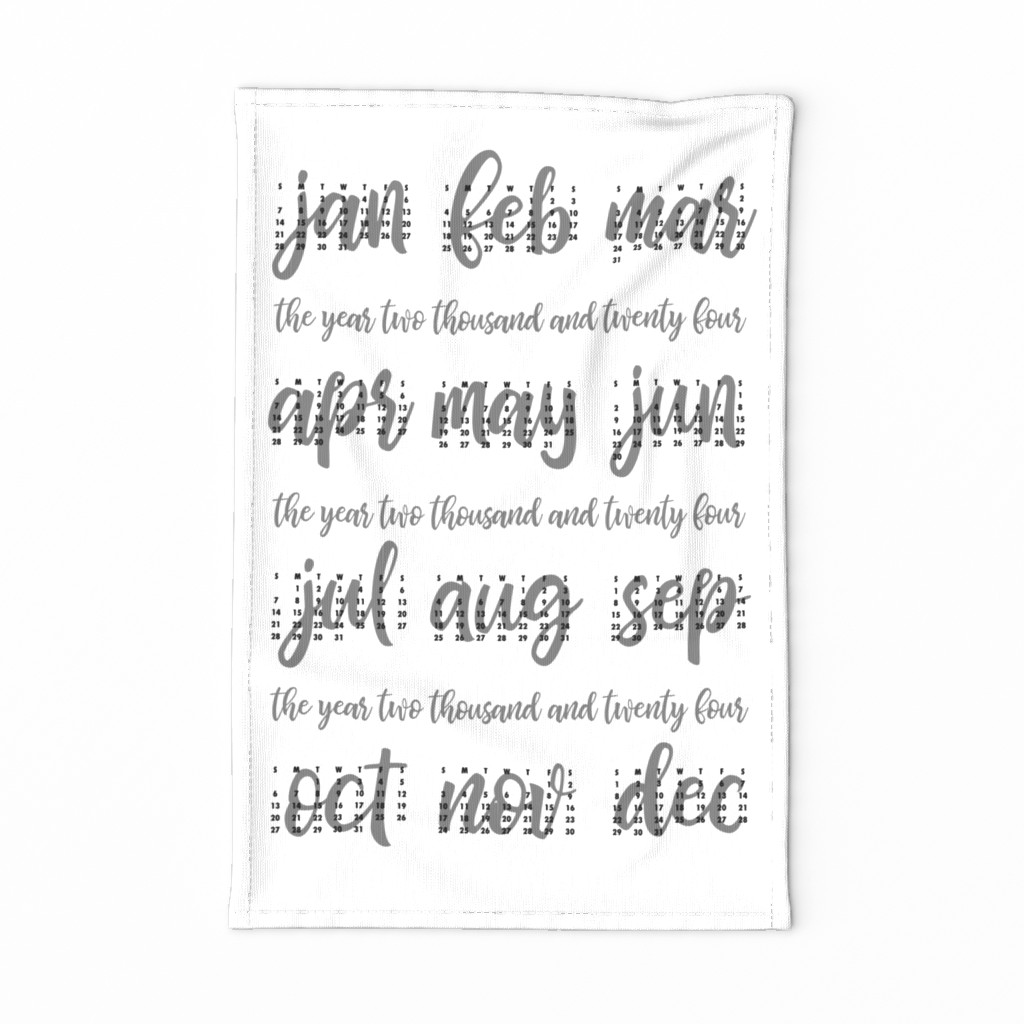 Script Typography 2024 Calendar ~ White 