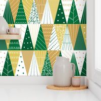 Minimalist Triangle Christmas Trees - Green Gold