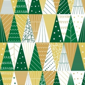 Minimalist Triangle Christmas Trees - Green Gold