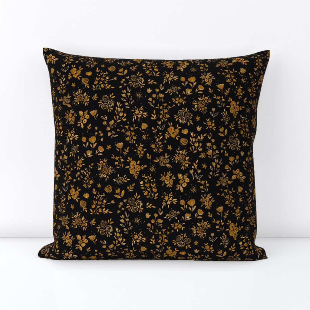 Darlene floral ditsy gold black