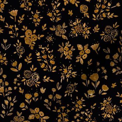 Darlene floral ditsy gold black