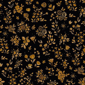 Darlene floral ditsy gold black