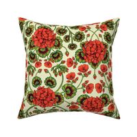 Red Geraniums -  Vintage-Inspired Floral Pattern For Spring