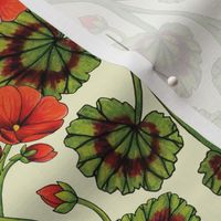 Red Geraniums -  Vintage-Inspired Floral Pattern For Spring