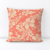 Distressed Hawaiian Hibiscus Floral- Living Coral