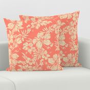 Distressed Hawaiian Hibiscus Floral- Living Coral