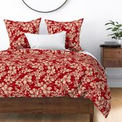 Distressed Hawaiian Hibiscus Floral- Red (Large Size)