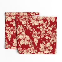 Distressed Hawaiian Hibiscus Floral- Red (Large Size)