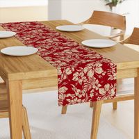 Distressed Hawaiian Hibiscus Floral- Red (Large Size)