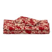 Distressed Hawaiian Hibiscus Floral- Red (Large Size)