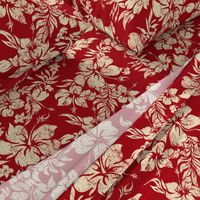 Distressed Hawaiian Hibiscus Floral- Red (Large Size)