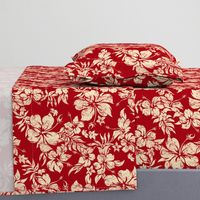 Distressed Hawaiian Hibiscus Floral- Red (Large Size)