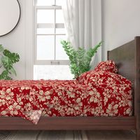 Distressed Hawaiian Hibiscus Floral- Red (Large Size)